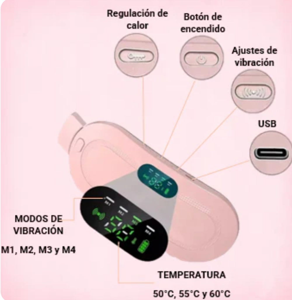 Cinturón térmico y masajeador para Cólicos menstruales.